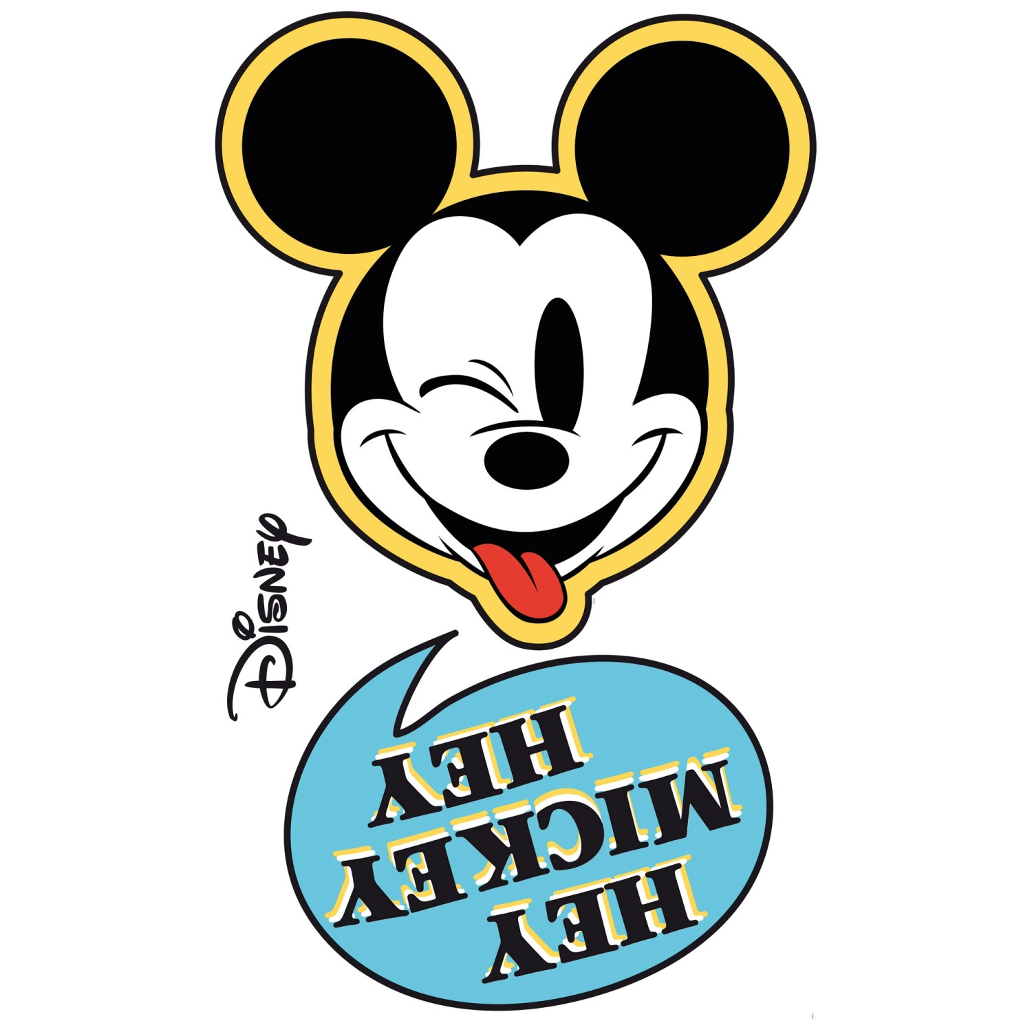 Disney Wandtattoo Mickey Mouse Blau Gelb und Schwarz-Weiß 127 x 200 cm 6124 günstig online kaufen