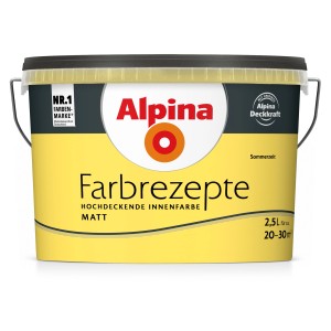 Eimer Alpina Farbrezepte Sommerzeit, matte, gelbe Innenfarbe, 2,5 Liter.