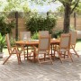 7-tlg. Garten-Essgruppe aus Akazienholz und Textilene im Garten.