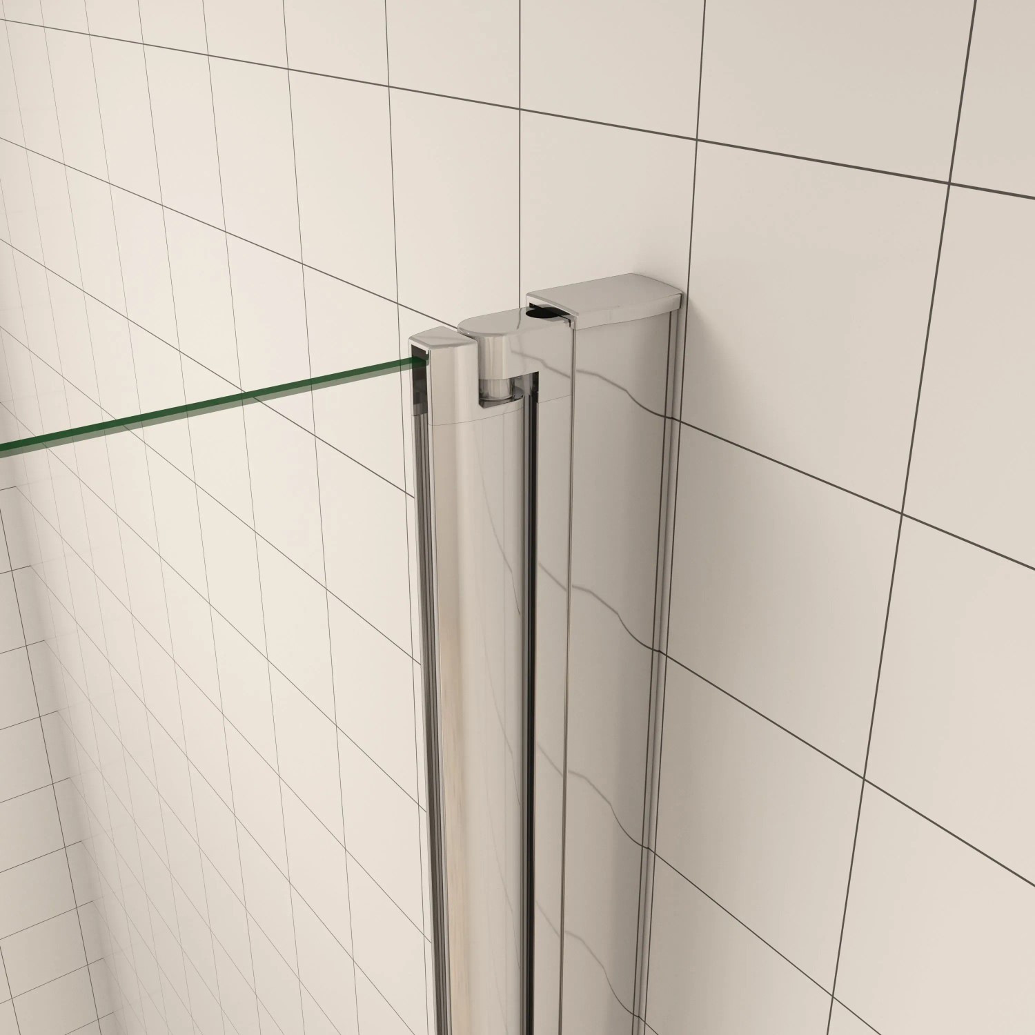 Detailaufnahme: AICA Duschkabine 100x195cm mit Drehtür, Nischentür, 6mm ESG Glas, Nanobeschichtung.