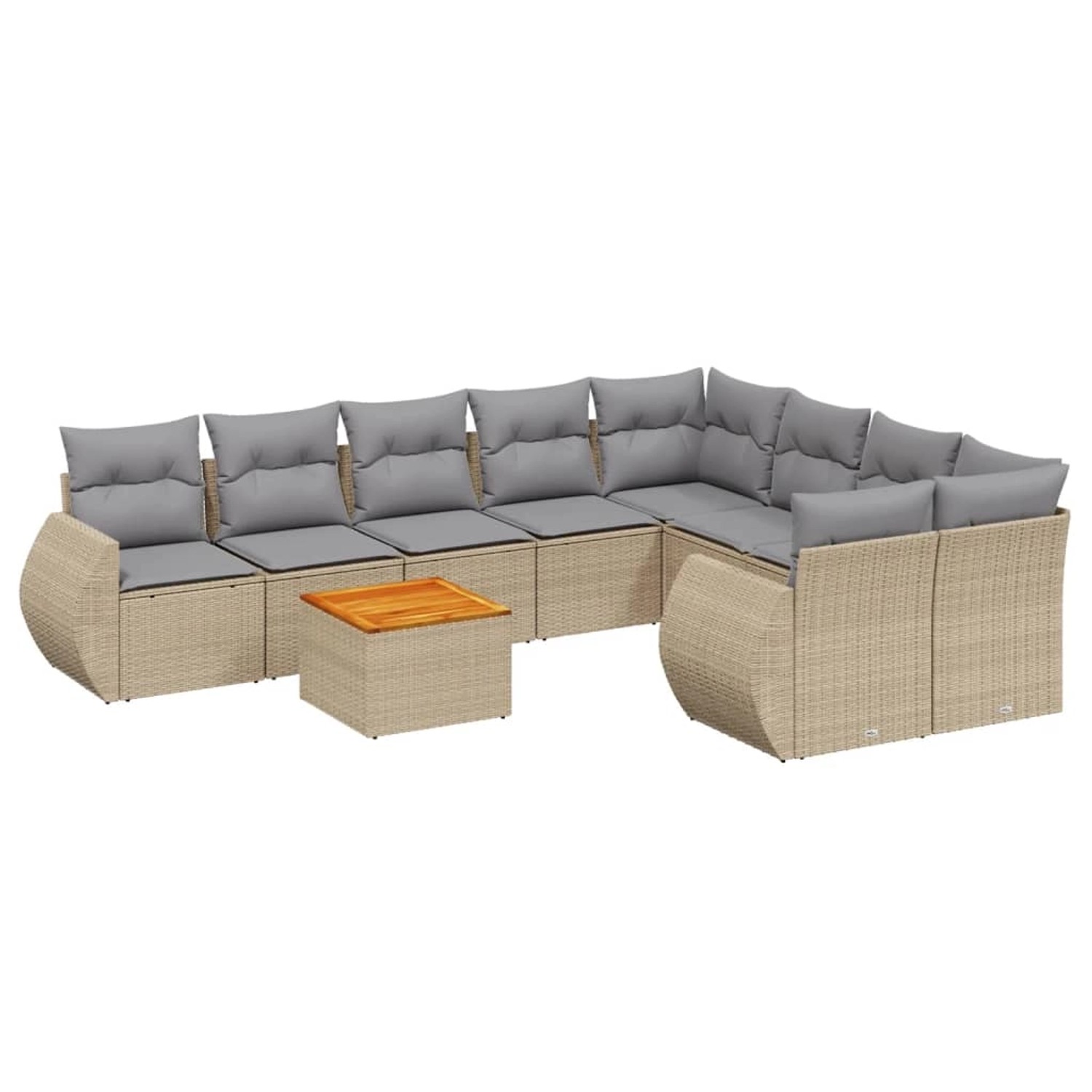 vidaXL 9-Tlg Garten-Sofagarnitur mit Kissen Beige Poly Rattan 3257263 günstig online kaufen
