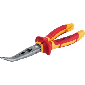 LUX Telefonzange VDE Professional, 200 mm, mit gebogenen Backen und rot-gelbem Griff.