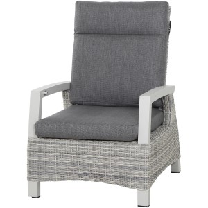 Siena Garden Loungesessel Corido in Icegrey mit grauen Kissen und verstellbarer Rückenlehne.