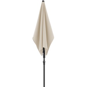 Geschlossener, naturfarbener Doppler Marktschirm 120x200 cm mit Handöffner.