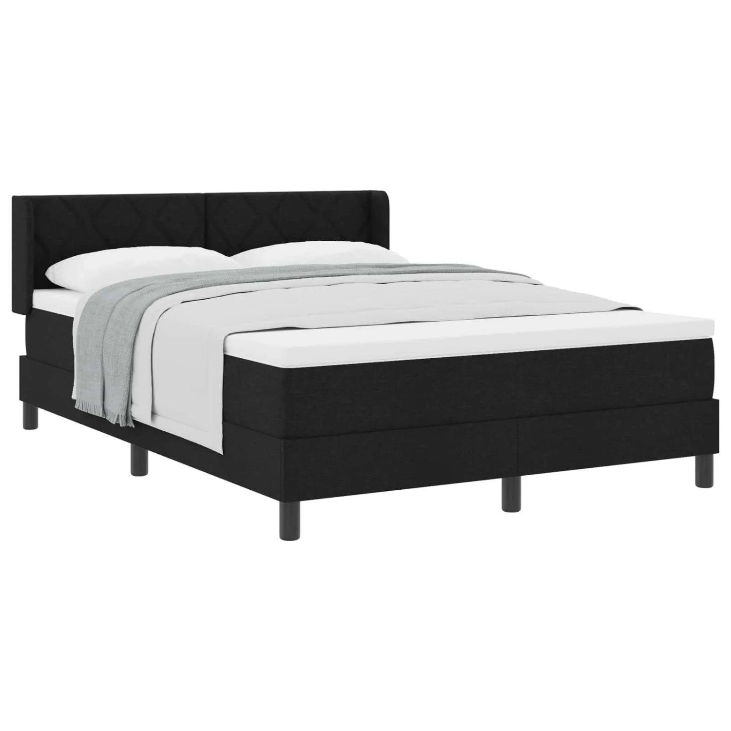 vidaXL Boxspringbett mit Matratze Schwarz 200 x 160 cm Polyester 3341176