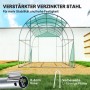 Outsunny Folientunnel: Detailaufnahme von Stahlrahmen, U-förmigen Erdankern und Materialstärke.