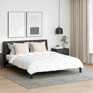 Weißes vidaXL Bettdecken-Set mit Kissen (3-teilig) auf einem Bett im Schlafzimmer.