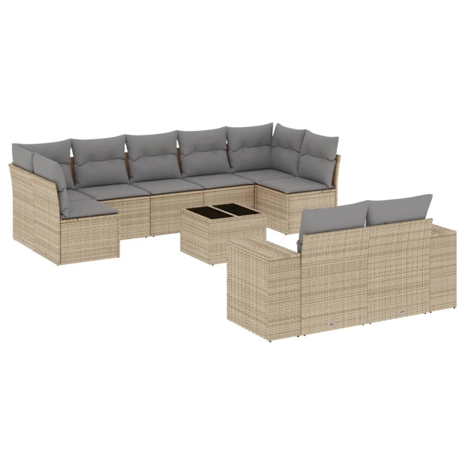 vidaXL 10-Tlg Garten-Sofagarnitur mit Kissen Beige Poly Rattan 3223028 günstig online kaufen