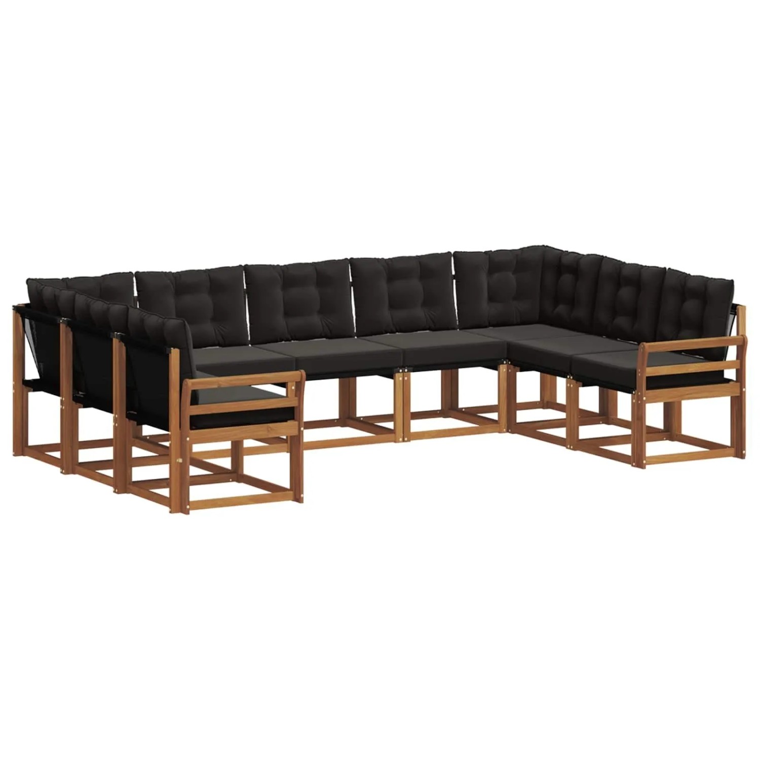 vidaXL Outdoor-Sofagarnitur mit Kissen 29-Tlg Natur und Schwarz 3369051