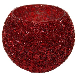Rote M Colections Vase Strass Bowl, Ø 11 cm, mit glänzenden Strassperlen für Übertöpfe.
