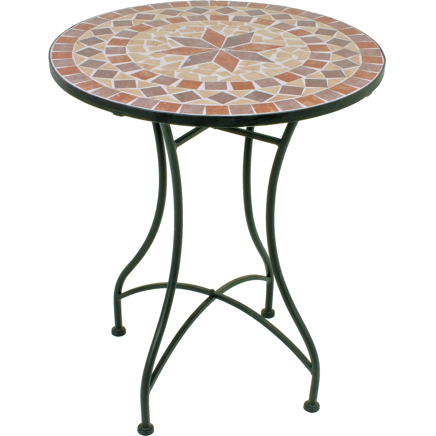 Runder Mosaiktisch aus dem Garden Pleasure Balkon-Set Amarillo, braun. Balkonmöbel mit Stahlgestell.