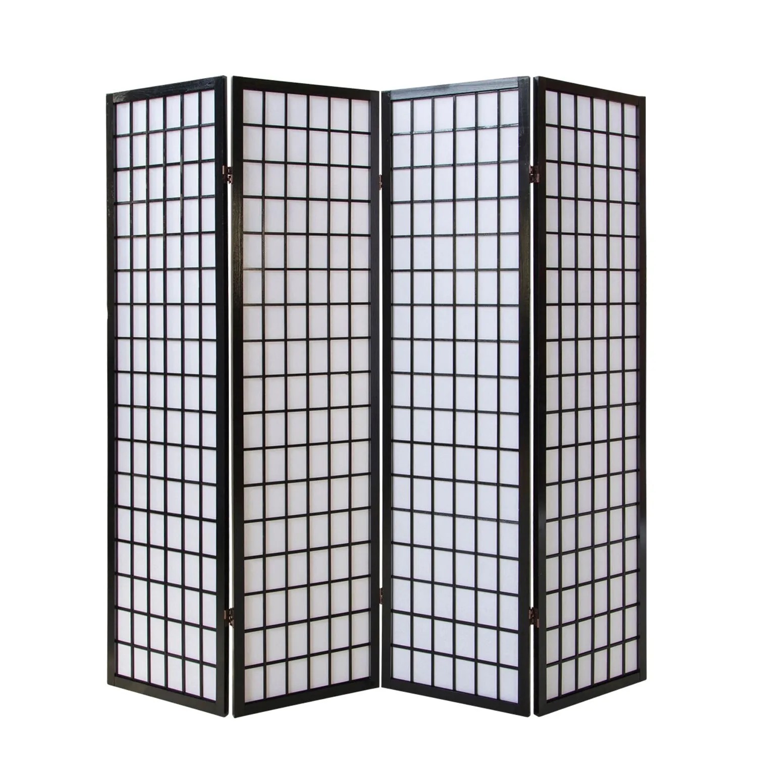 Homestyle4u 4-tlg. Paravent in Schwarz 176x175 cm 164