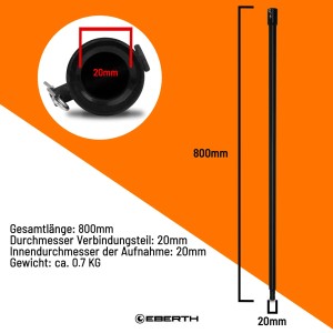 EBERTH Bohrer Verlängerung, 800mm Stahl für Erdbohrer / Gartenbohrer.