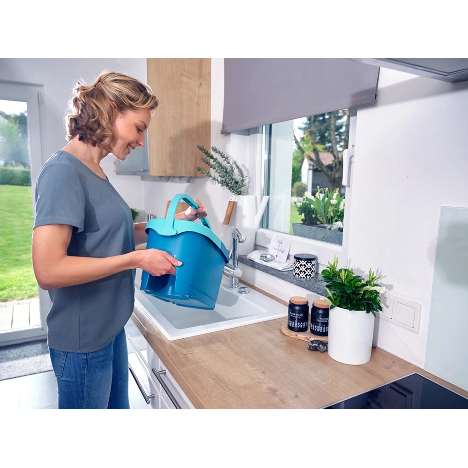 Leifheit Wischmopp Set CLEAN TWIST M Ergo Mobile, Drill-Stiel-Mechanik