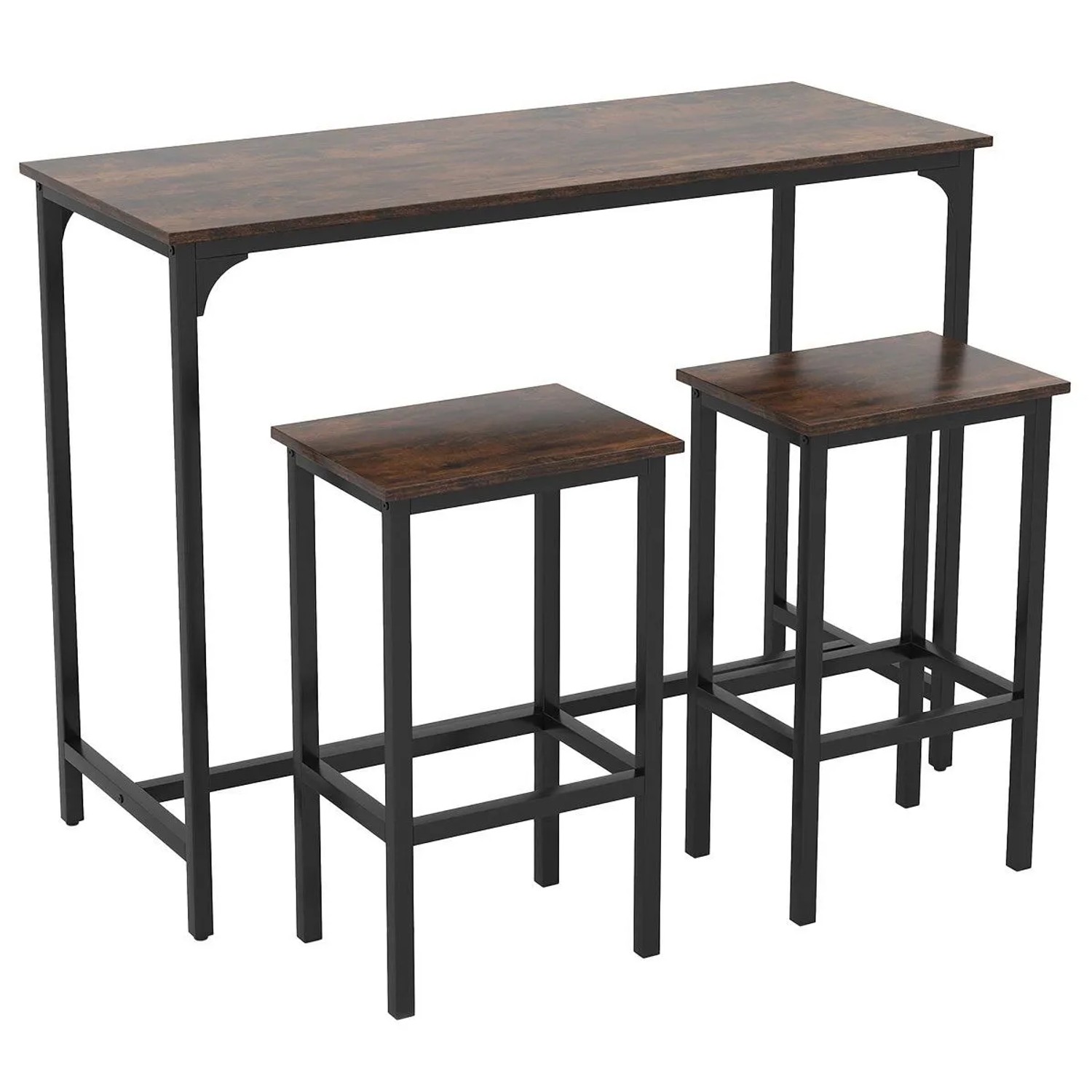 Costway Bartisch mit Barhocker mit Fußstütz Set Vintage Braun günstig online kaufen