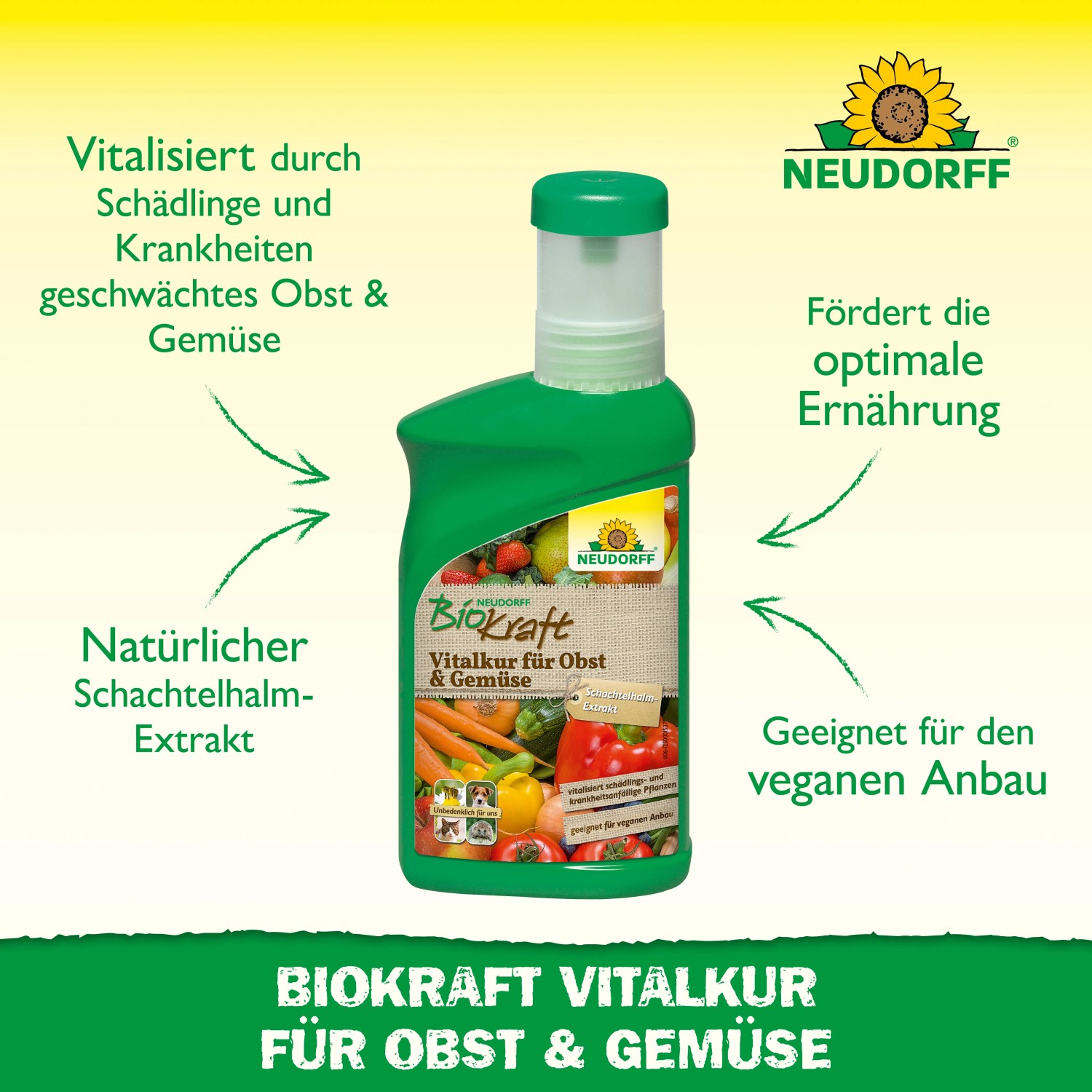 Neudorff Biokraft Vitalkur für Obst und Gemüse, 300ml Flasche. Pflanzenstärkungsmittel für den Garten.