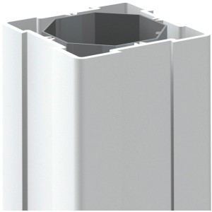 Weißer Longlife Pfosten (8x8x150 cm) für Sichtschutzzäune, verstärkt mit Metallkern.