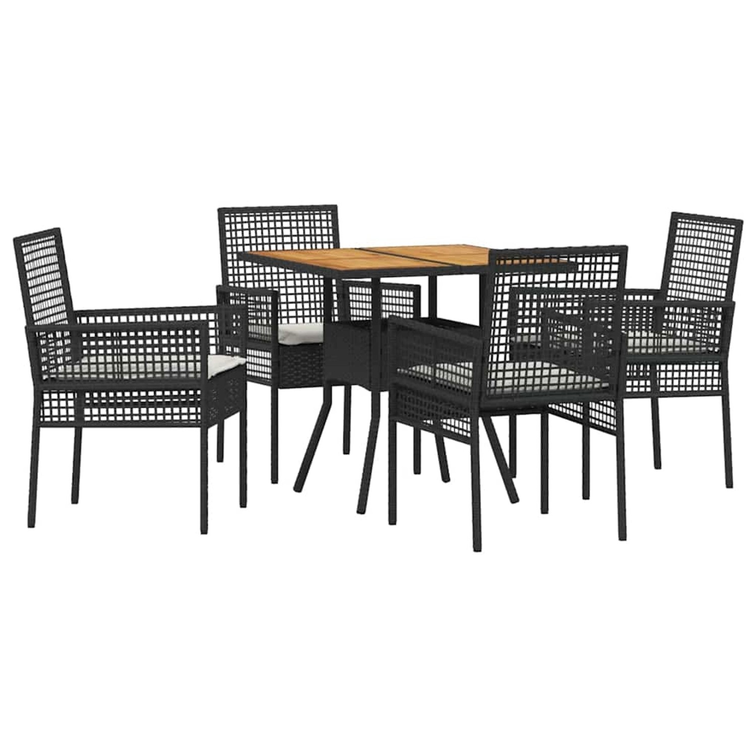 vidaXL Garten Essgruppe 5-Tlg Schwarz Poly Rattan 3334936 günstig online kaufen