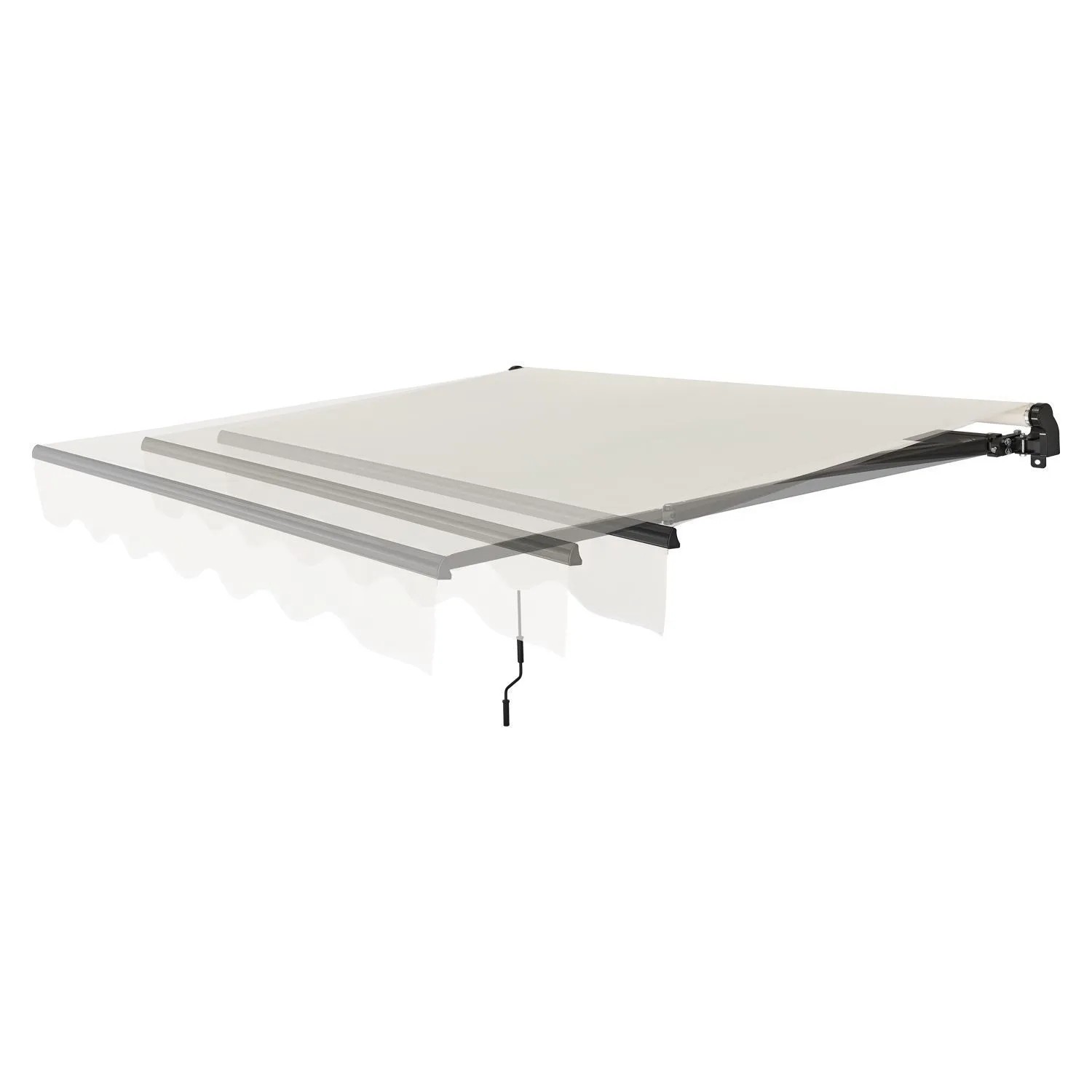 Beige Gelenkarmmarkise 250x200 cm für Terrasse & Balkon, mit Handkurbel zum Ausfahren.