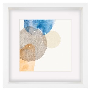Weißer walther design Shape 3D Holzrahmen 40x40 cm mit abstraktem Aquarellmuster.