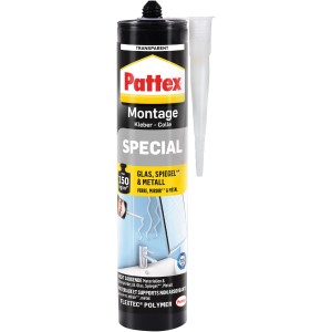 Pattex Montagekleber Special Transparent, 290g Kartusche für Glas, Spiegel und Metall.