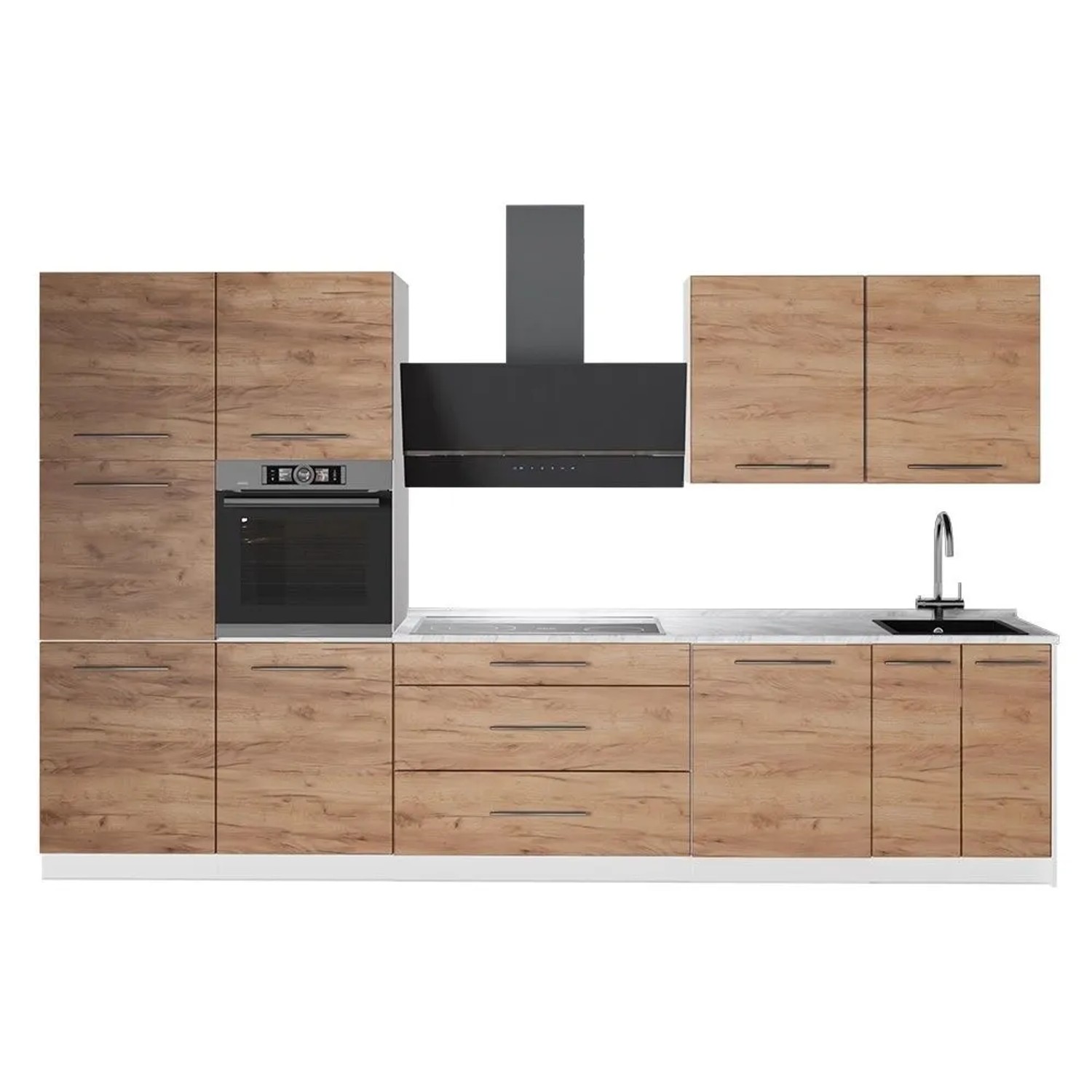 Vicco Küchenzeile Fame-Line Goldkraft Eiche 340 x 207 ohne Arbeitsplatte Art Nr 62965