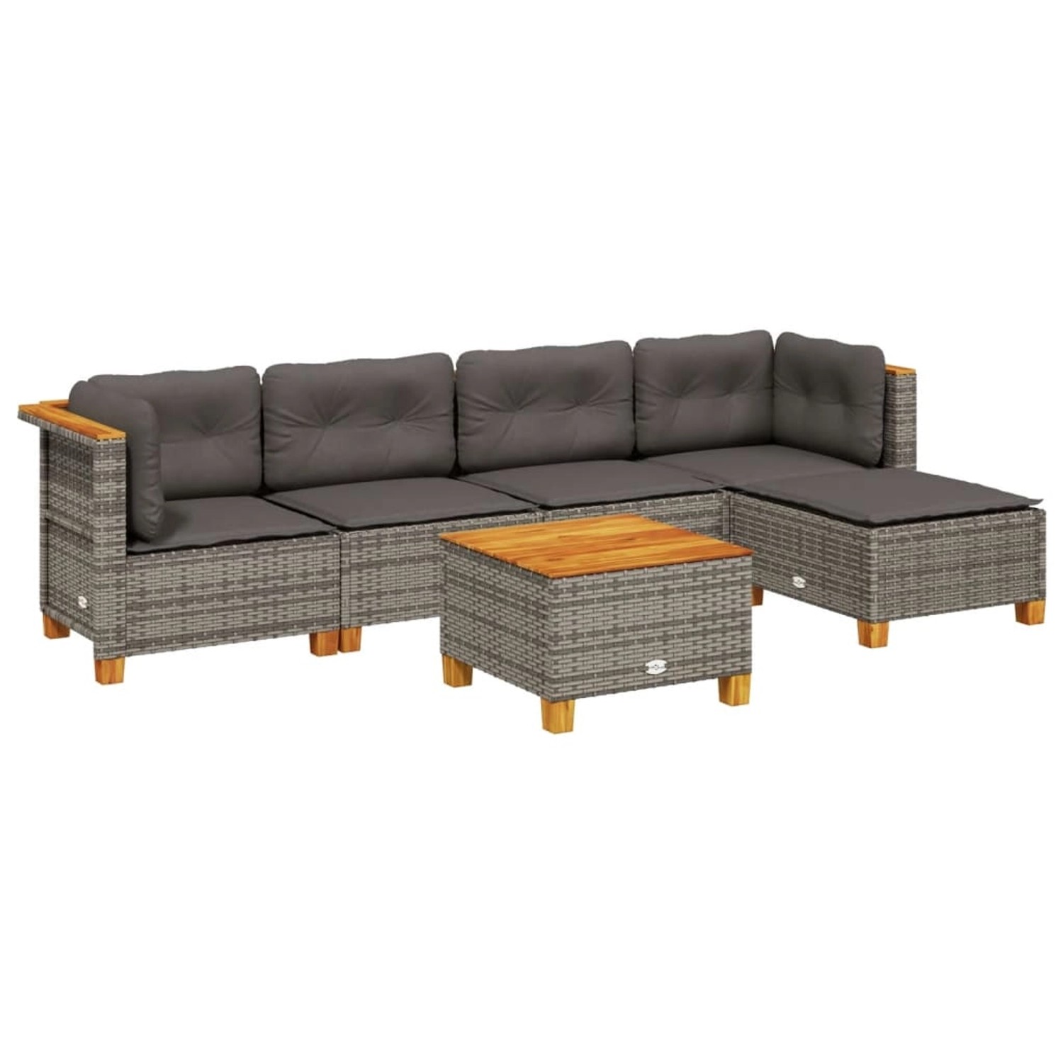 vidaXL 6-Tlg Garten-Sofagarnitur mit Kissen Grau Poly Rattan 3261792 günstig online kaufen