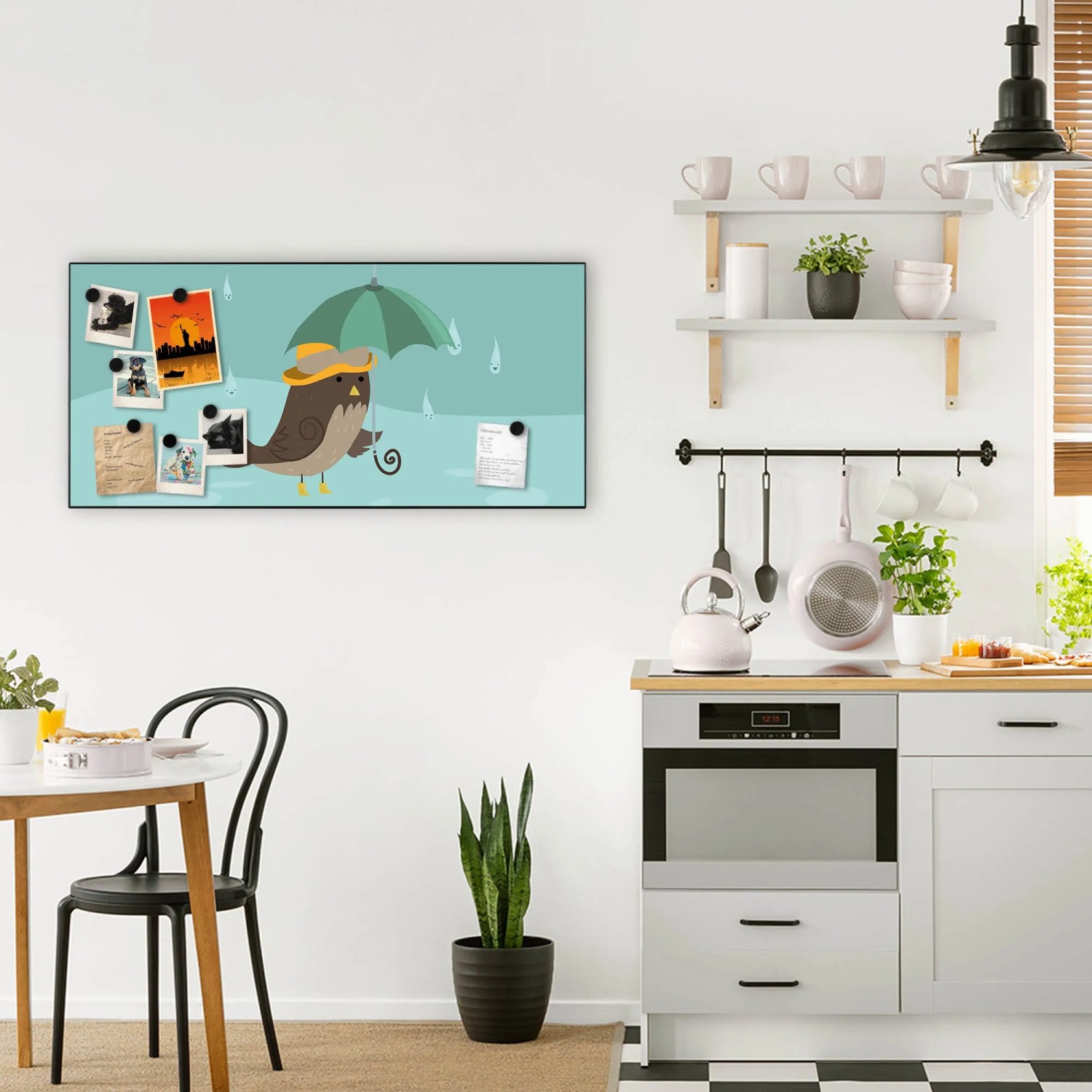 Banjado Magnettafel Rainbird, 78x37cm, schwarz. Magnetwand für Notizen und Fotos in Küche.
