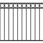 Schwarzes Metallzaun Grund-Set Circle zum Einbetonieren, 120x1000 cm, mit Kreisornamenten.