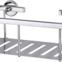 Verchromte Tesa Aluxx Duschablage mit tiefem Boden aus Aluminium für Duschutensilien.