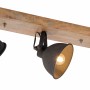 Just Light Wand- und Deckenleuchte Samia, 3-flammig, schwarz, Holz, Vintage-Look.
