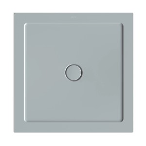 Quadratische, extraflache Bette Duschwanne Stage, 90x90 cm, Quartz-grau, mit mittigem Ablauf.
