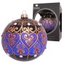 Schwarze Krebs Glas Lauscha Weihnachtskugel Byzanz (8cm) mit goldenen Ornamenten und Schmucksteinen.