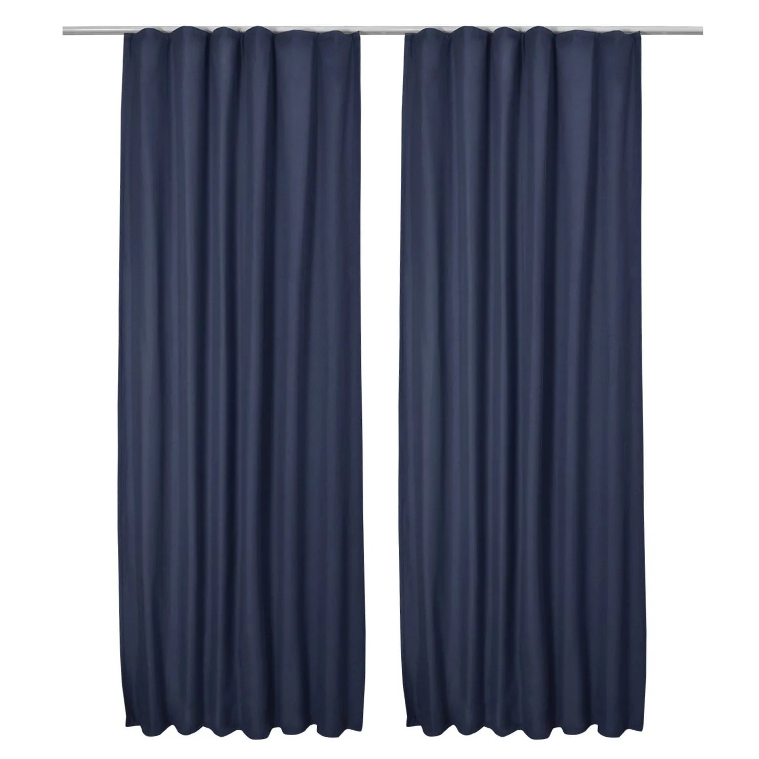 Beautissu Amelie TK Vorhang mit Kräuselband 140x245cm Blau 2tlg