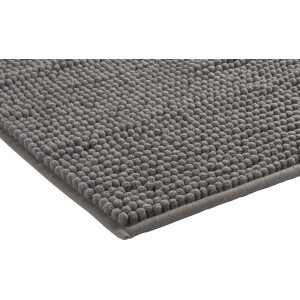 Graue baliv Badematte aus Chenille, Teil eines Duschvorhang Sets mit Muster.
