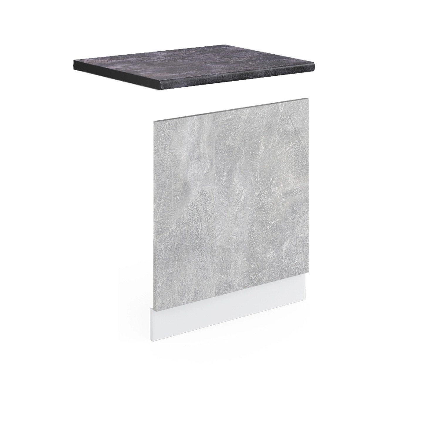 Vicco Frontblende R-Line Geschirrspüler Fronttür Beton/Weiß 60 cm AP Anthrazit