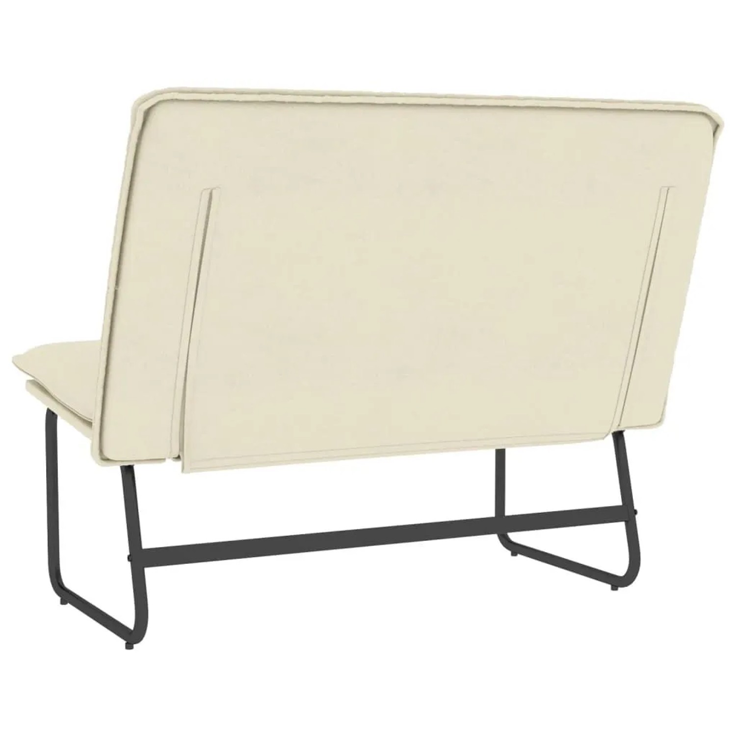 Cremefarbene vidaXL Sitzbank aus Kunstleder mit schwarzem Metallgestell, Rückansicht. Gepolsterte Bank, 100 cm breit.