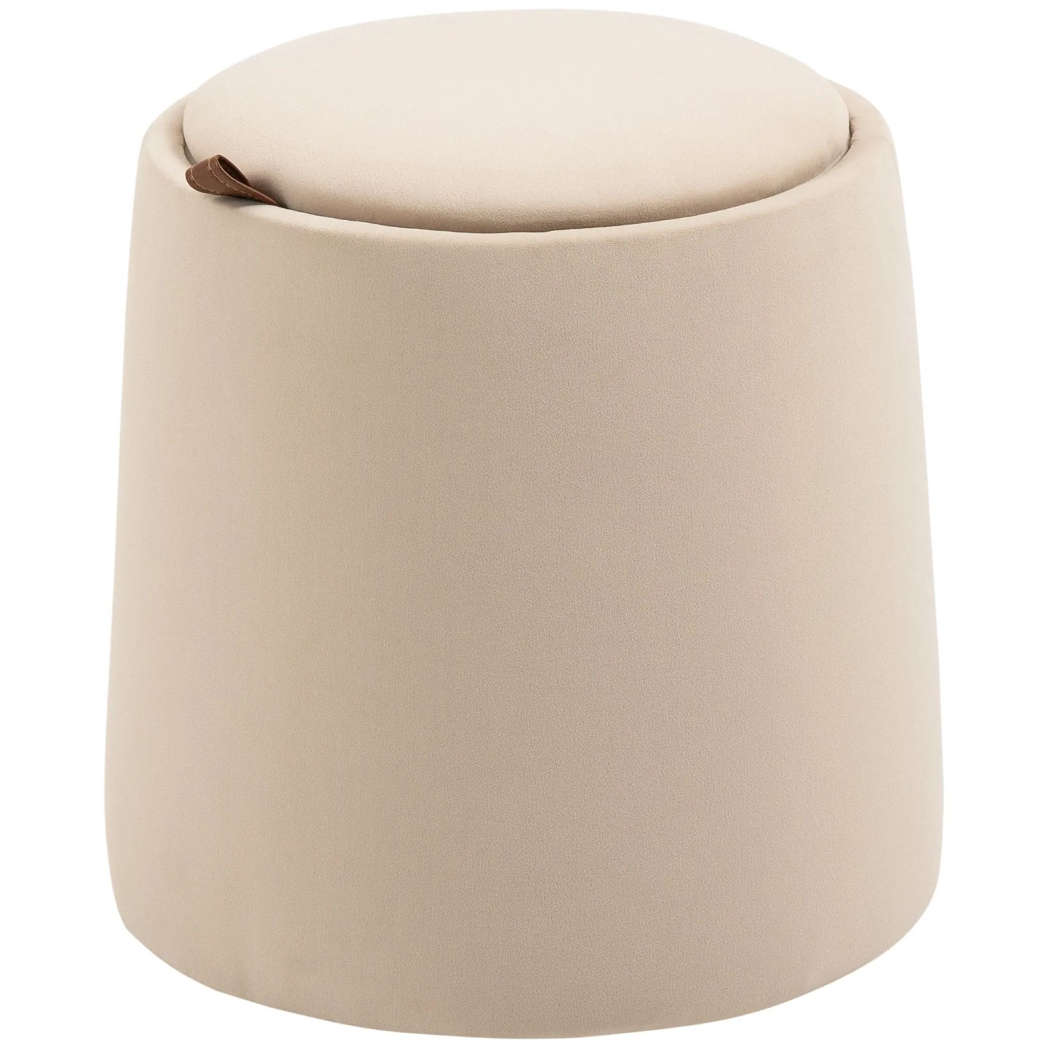 HOMCOM 2-in-1 Ottomane Sitzhocker Rund Inklusive Stauraum Beige Ø44 cm x 47,5cm