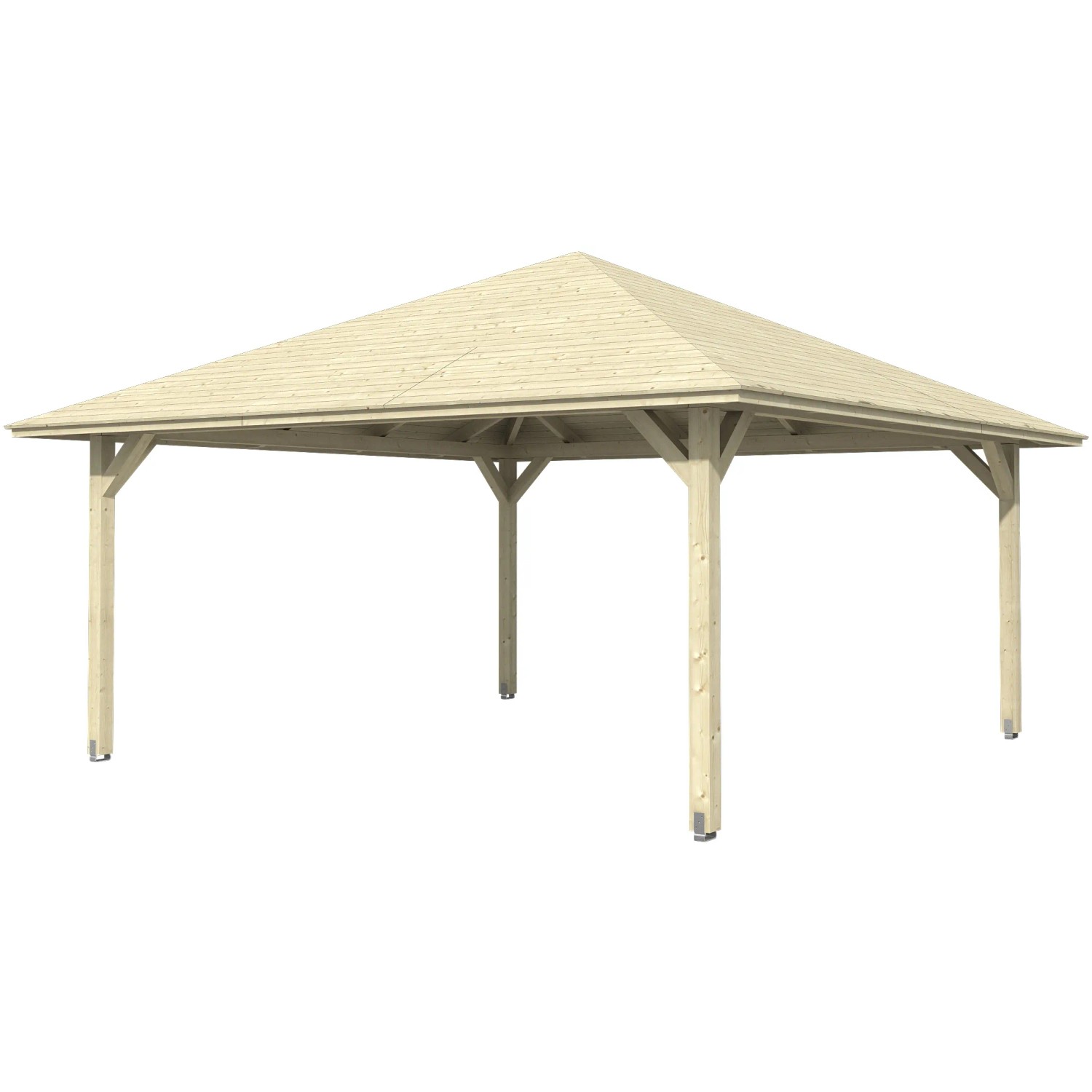 Unbehandelter Skan Holz Pavillon Cannes 4, 489x489 cm, aus Holz. Ideal für den Garten.