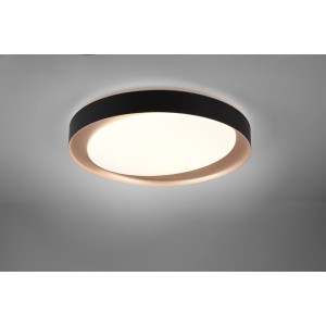 Moderne Reality LED-Deckenleuchte Zeta, Ø 48 cm, schwarz-goldener Schirm.