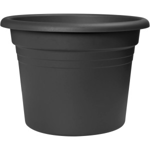Anthrazitfarbener Florus Pflanztopf Cilindro, Ø 47 cm, aus recyceltem Kunststoff.