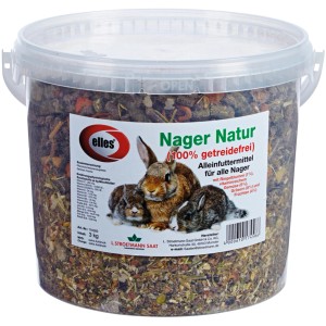 Elles Nager Natur 3kg, getreidefreies Ergänzungsfutter für Nager mit Gemüse und Früchten.