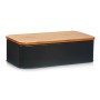 Schwarzer Zeller Brotkasten aus Metall mit Bambusdeckel, 42,5x23x12,3 cm.