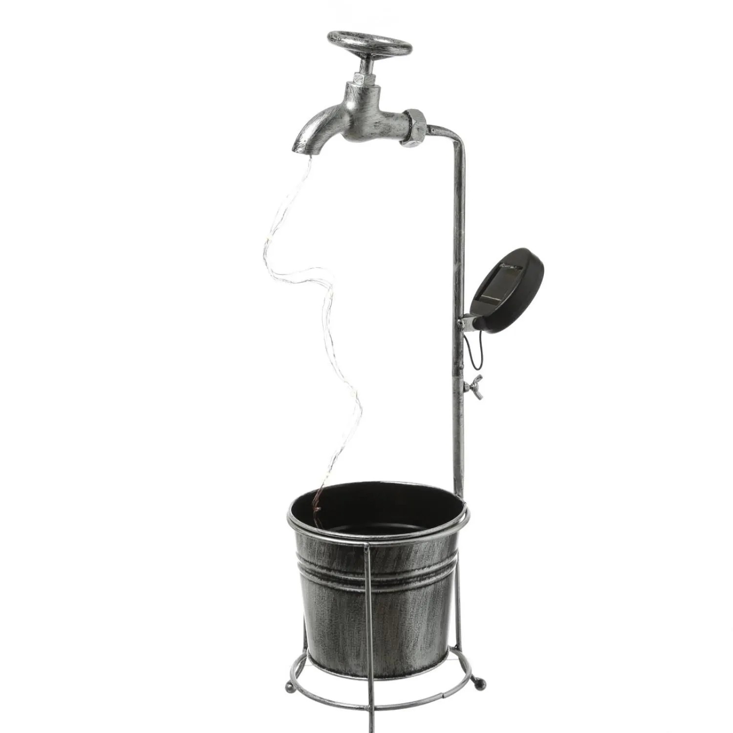 Marelida LED Solar Wasserhahn Mit Blumentopf Deko Balkon Gartenbeleuchtung 60cm Sensor