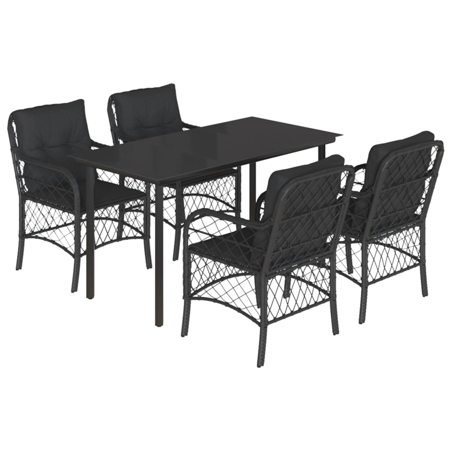 vidaXL 5-Tlg Garten-Essgruppe mit Kissen Schwarz Poly Rattan 3212105 günstig online kaufen