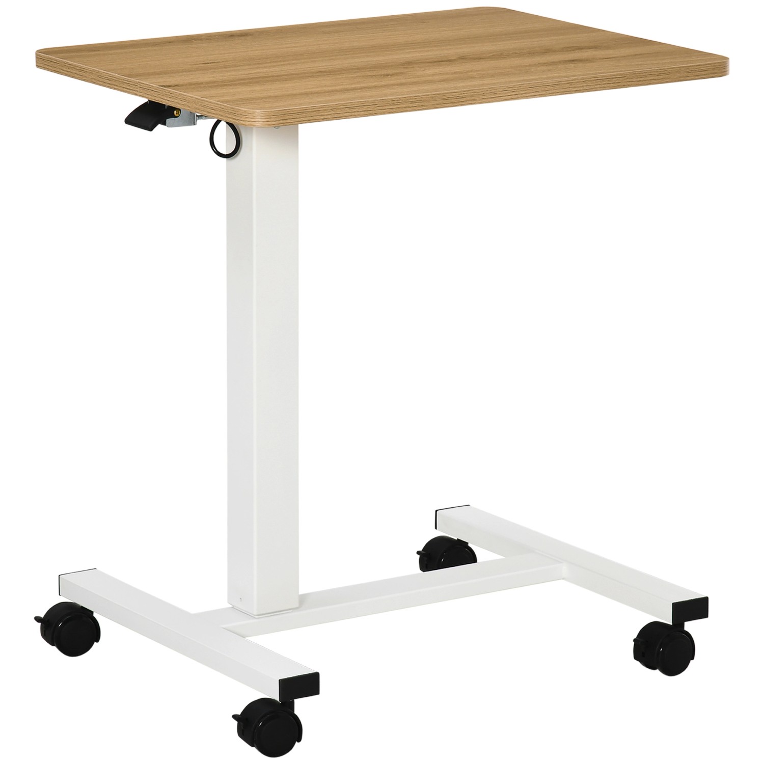 HOMCOM Höhenverstellbar Schreibtisch mit Rollen Natur Weiß 65 x 48 x 70-110 günstig online kaufen