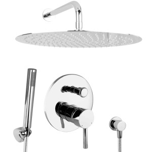 PaulGurkes Unterputz Duschsystem mit Regendusche, Handbrause und Armatur, verchromt.