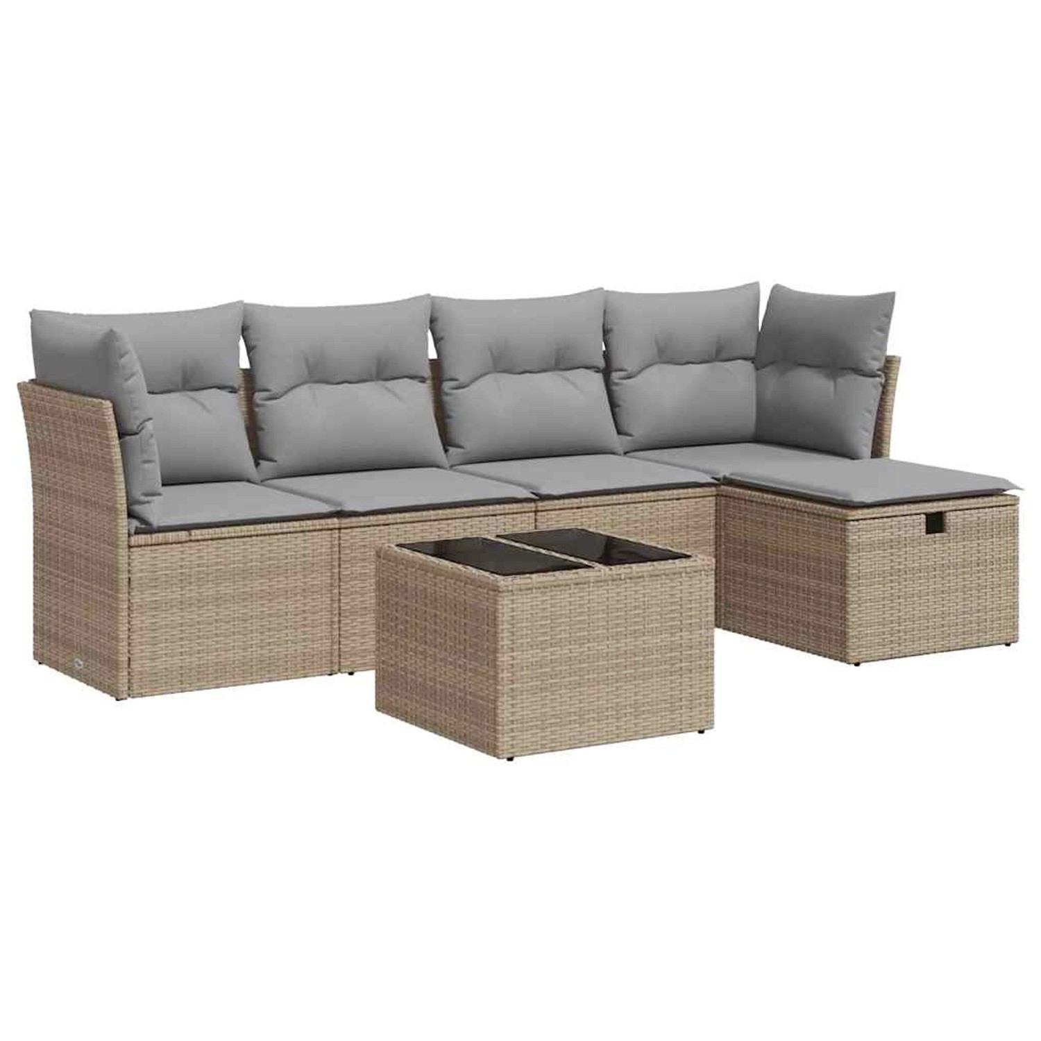 vidaXL 6-Tlg Garten-Sofagarnitur mit Kissen Beige Poly Rattan 3325275 günstig online kaufen