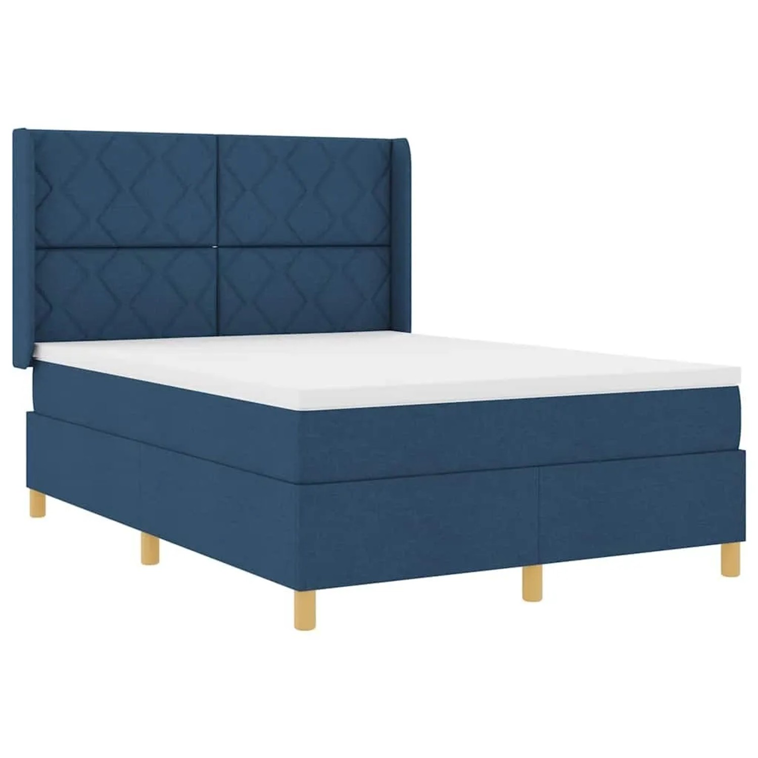 vidaXL Boxspringbett mit Matratze mit Kopfteil Blau 160 x 200 cm Stoff 3343769