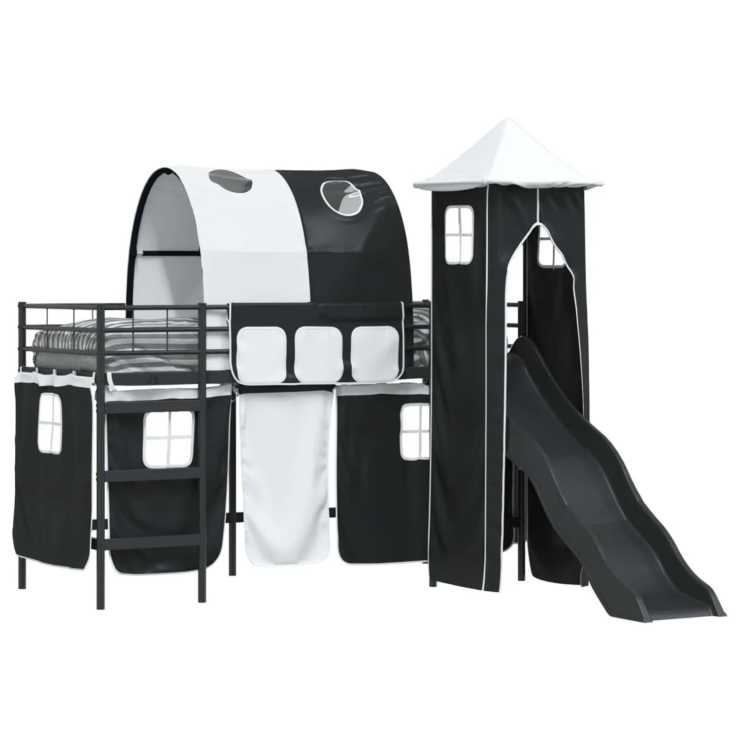 vidaXL Kinderloftbett Schwarz 74,5 x 190 cm Metall 42020871